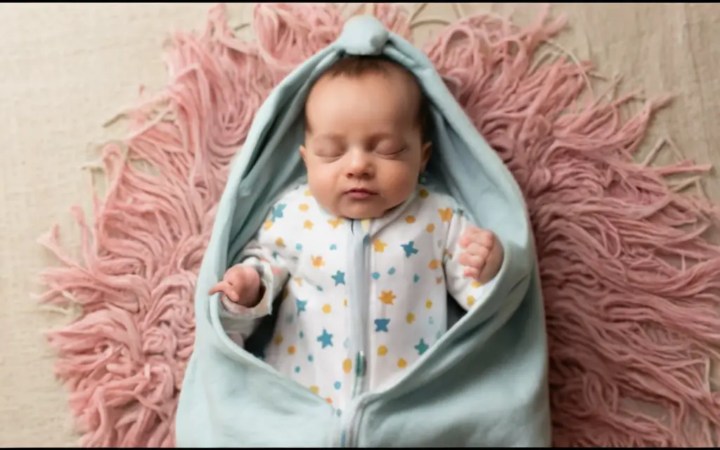 an adorable baby is snuggled up in a cozy sleep