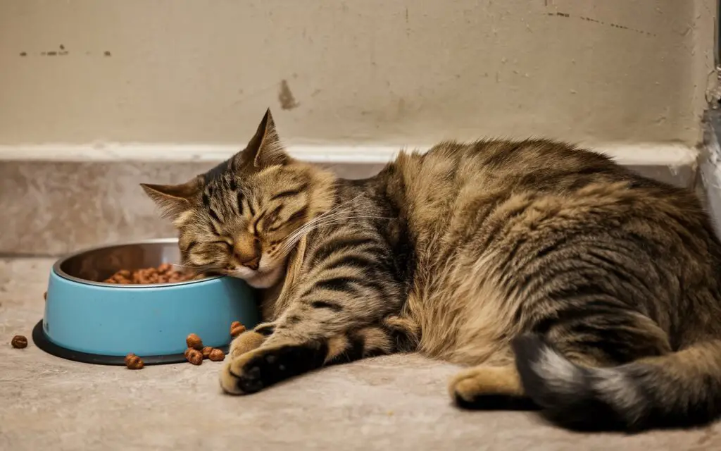 Why is My Cat Sleeping Next to the Food Bowl